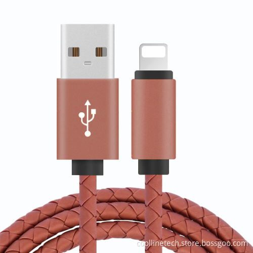 Leather Braided USB Cable, USB A to Lightning Cable / Type C Cable / Micro USB Cable, Fast Charging and Data Sync Type C Cable
